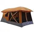 Gazelle Tents™, T4 Plus Hub Tent, Easy 90 Second Set-Up, Waterproof, UV Resistant, Convertible Screen Room, Removable Floor, Ample Storage Options, 4-8 Person, Sunset Orange, 78" x 94" x 165", GT450SS