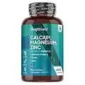 Calcium Magnésium Zinc & Vitamine D3-400 Comprimés, 500mg Calcium, Complexe Vitamines et Minéraux, Vitamine K2 (MK7), Cuivre, Sélénium, Manganèse, Bore, Pour Immunité, Os, Peau, Muscles, Cheveux