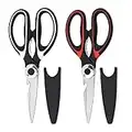 Kitchen Shears 2 Pack, Premium Heavy Duty Shears, Multi Purpose Strong Stainless Steel Kitchen Utility Scissors with Cover for Poultry, Fish, Meat, Vegetables Herbs, Bones