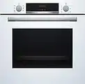 Bosch HBA533BW1 Serie 4 Einbau-Backofen, 60 x 60 cm, EcoClean Direct Reinigungshilfe, 3D Heißluft Backen auf 3 Ebenen, LED-Display, Versenkknebel, Schnellaufheizung, Kindersicherung