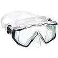 Phantom Aquatics Rapido Boutique Collection Clareza Panoramica Tre Finestre Vetro Temperato Scuba Snorkeling Immersione Maschera, Metallico - Trasparente Nero Argento