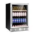 Kalamera Wine and Beverage Refrigerator, 24" Combo Single Zone Wine Fridge and Beverage Fridge Cooler for Chilled Beer Soda or Wine, Built-In for Kitchen Office, Holds 16 Bottles and 120 Cans