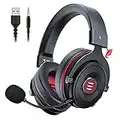 EKSA E900 Pro 7.1 PC Gaming Headset with Mic - PS4 PS5 Headsets with Detachable Microphone, USB & 3.5mm Audio Cable, 50mm Drivers, Soft Earmuffs, LED - Wired Gaming Headphones for Xbox, Switch, Laptop