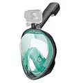 Full-Face Snorkel/Diving Mask - 180° View, Detachable Tube and Mount, Anti-Fog and Anti-Leak for Adults and Kids, Compatible with Action Camera