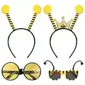 Pinsheng Accessoires de Costume d'abeille Antenne d'Abeille Serre-tête Abeille Avec Lunettes D'abeilles Serre-tête Abeille avec Antennes Abeille Tentacle Bandeaux pour Enfants Adultes Halloween