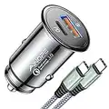 AINOPE Car Charger USB C 54W Car Phone Charger Port Adapter [Mini&Metal] Cigarette Lighter Charger PD36W&QC3.0 Type C Fast Charging Car Charger for iPhone 14 Pro Max 13 12 Samsung Galaxy S23/22 Pixel