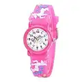 Clastyle Colorful Girls Pink Unicorn Watches Cartoon Animal Wrist Watches for Kids Under 10 with Silicone Bracelet