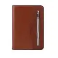 KXF A5 Zipped Executive Conference Folder PU Leather Business Presentation Folder Portfolio Travel Document Organiser Padfolio with Calculator, Pad Ring Binder, Refillable Lined Pages