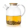 Tealyra - Glass Kettle 1800ml - STOVE-TOP SAFE - Heat Resistant Borosilicate - Pitcher - Carafe - Teapot - No-Dripping - Great For Tea Juice Water - Hot and Iced - Bamboo Lid - Filter Spout - 60-ounce