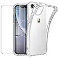 New&Teck - Funda para iPhone XR (6.1) + Protector de Pantalla de Cristal Templado, Funda para iPhone XR de Silicona TPU Flexible [Bumper con Esquinas reforzadas], protección Clara