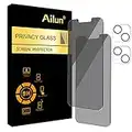 Ailun 2Pack Privacy Screen Protector for iPhone 13[6.1 inch] + 2 Pack Camera Lens Protector, Anti Spy Private Tempered Glass Film,[9H Hardness] - HD [Black][4 Pack]