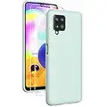 Oududianzi - Coque pour Samsung Galaxy A12 avec 2 Pièces Protecteur D'écran en Verre Trempé, Housse Silicone Liquide Souple Coque en Caoutchouc Antichoc Ultra-Mince de Couleur Pure - Menthe Verte