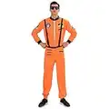 EraSpooky Men's Astronaut Costume Spaceman Suit Fancy Dress Cosplay Halloween Party Funny Outfit for Adult Men,Orange,XL