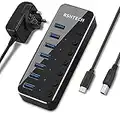 USB 3.0 Hub Powered RSHTECH USB C to 7-Port USB 3.0 Hub with Individual On/Off Switches with 5V/2A Power Adapter (RSH-518C)