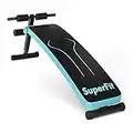 GYMAX Adjustable Sit up Bench, Foldable Abdominal Training Slant Bench, Curved Decline Sip up Bench for Strength Training Workout (Blue)