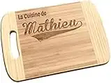 Planche à découper personnalisée - Prénom gravé dans le bois - Matière en bambou - Cadeau cuisine