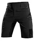 Cycorld MTB Hose Herren Kurz, Atmungsaktiv Bermuda Cargo Shorts Herren MTB Chino Shorts Schnelltrocknende Fahrradhose Wanderhose Herren Kurz Radlerhose Mountainbike (Schwarz, M)