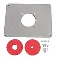 Placa de inserción de mesa de enrutador, 300 mm x 235 mm x 9.5 mm Diy Tabla de inserción de aleación de aluminio de enrutador y accesorios de mesa de enrutador de anillo de inserción de plástico