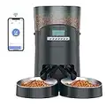 HoneyGuaridan Distributore Automatico di Cibo Gatti WiFi con 2 Ciotole, 4.5L Dispenser Cibo Gatti con Timer e App, Registratore Vocale, 1-6 pasti al Giorno - per Gatti e Cani di Piccola/Media Taglia