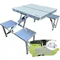 wildvival ® 4 Personen klapp Campingtisch (68x85x67 cm) - Aluminium im Koffer Set - Campingtisch (9,6 kg) + 4 Integrierte Stühle