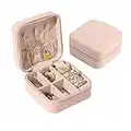 Jewellery Box for Women, Mini Portable Jewelry Box Organiser,PU Leather Jewlerrying Display Holder, Small Travel Jewellery Box for Girls, Women, Mother, Daughter (Pink)