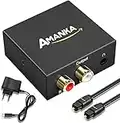 Audio Konverter Wandler Digital,AMANKA Toslink und Koaxial zu Analog (Cinch und 3,5mm Klinke) mit Netzteil 5V/DC und Toslink kabel - Schwarz