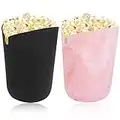 Mikrowellen-Popcorn-Druckknopf, Silikon, Popcorn-Maschine, wiederverwendbare Popcorn-Eimer, Einzelportion, Popcorn-Schüsseln, Set für Familie, Marmor, Rosa/Schwarz