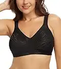 DotVol Women's Full Coverage Figure Bras Comfort Large Busts Everyday Bra(Black,42DD)