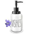 Soap Dispenser–Modern Farmhouse Style Ceramic Dishes Liquid Soap Dispenser–Perfect for Kitchen Counter Décor or Kitchen Sink-Bathroom Soap Dispenser–White Bottles with Black Pump and Lettering(14oz)