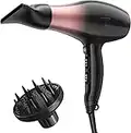 Wavytalk Professional Hair Dryer with Diffuser for Curly Hair, Powerful 1875W Hair Blow Dryer Diffuser, Quiet Lightweigh Ionic Hair Dryer with 3 Temperature Settings, 2 Speed Settings and 1 Cool Button, Black Pink