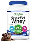 Orgain Whey Protein Powder, Creamy Chocolate Fudge - 21g Grass Fed Dairy Protein, Gluten Free, Soy Free, No Sugar Added, Kosher, No Added Hormones or Carrageenan, For Smoothies & Shakes - 1.82lb