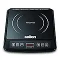 Salton Portable Induction Cooktop Cool Touch LED Display Cooker with 8 Temperature Settings for Precise Control, Energy Efficient, 1500 Watts (ID1948), Black, Medium