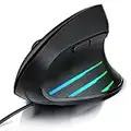 CSL - ergonomische Maus 6400 DPI - neues Modell - Vertikal mit Kabel - USB Vertical Mouse – ergonomisches Design - armschonend – seitliche LEDs - 1000-6400 DPI - kabelgebunden - PC und MAC