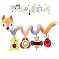 Bestcool Spiral Pram Toys, Wrap Around Activity Hanging Plush Doll with Built-in Music Box Rattle BB Device for Newborn Pram Car Seat Pushchair Stroller Sensory Boys and Girls