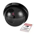 Flexzion Dummy Security Camera Fake Light Bulb Dome CCTV Surveillance System with Warning Stickers, Flashing LED, Wall Mounted for Property Business Home Security Indoor