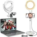 Video Conference Lighting Kit for Zoom Meeting, Desktop Ring Light with Stand for Laptop/Computer/Monitor/Webcam/iPhone, Selfie Circle Light for Zoom Calls/Online Virtual Meeting/Office Video Calls