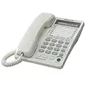 Panasonic 2-Line Integrated Corded Telephone System with 16-Digit LCD, Speakerphone, Clock, Hearing Aid Compatibility and 3-Way Conferencing - KX-TS208W (White)