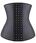 YIANNA Waist Trainer for Women Latex Underbust Waist Corsets Cincher Hourglass Body Shaper 4 Hooks, Black Long Torso, XS