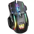 WolfLawS Souris de jeu filaire USB avec 12 modes de rétroéclairage RVB haute précision réglable 12800 DPI, 10 boutons programmables, souris de jeu ergonomique Plug Play pour ordinateur portable Mac