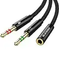 SUCESO 1M Cavo Adattatore Sdoppiatore Cuffie Microfono 2 in 1, Adattatore Jack 3,5mm Maschio a Femmina,Adattatore Splitter Jack da 3,5mm Cavo Audio Splitter per Auricolari,PC,Cuffie,PS4,Xbox-Nero