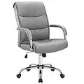 Furmax High Back Office Executive Chair Conference Leather Desk with Padded Armrests, Adjustable Ergonomic Swivel Task Chair with Lumbar Support (Grey)