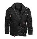 TACVASEN Jackets Men Winter Army Military Jacket Outdoor Cotton Coat Black, US L/Tag 4XL