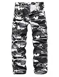 APTRO Mens Cargo Trousers Camo Trousers Combat Tactical Trousers Cotton Multiple Pockets Outdoor Pants LT04 Grey 32