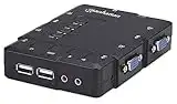 Manhattan 4 -KVM Switch Port Compact, USB, con cavi e supporto audio, nero