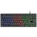 MARSGAMING MK02 Negro, Teclado Gaming H-Mech, Compacto TKL, FRGB Rainbow, Antighosting, Idioma Español