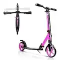 Lascoota Trottinette Freestyle pour Adultes et Adolescents et pour Les Jeunes de 12 Ans - Trottinette Adulte Pliable légère avec Grandes Roues - City Scooter à Hauteur Ajustable (Violet)