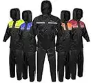 ALPHA CYCLE GEAR Rain Suit for Men & Women Jackets Pant Gear Reflective Rainsuit Waterproof (BLACK, LARGE)