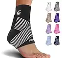 Sleeve Stars Ankle Support for Ligament Damage & Sprained Ankle, Plantar Fasciitis Support & Heel Achilles Tendonitis Pain Relief, Ankle Brace for Women & Men w/Compression Strap (Single/Black)