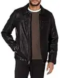 Dockers Men's Faux Leather Jacket (Standard and Big & Tall), Black w. Chest Zip, Medium