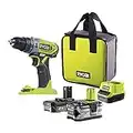 Ryobi R18PD2-242S Trapano Avvitatore a Percussione a Batteria 18V ONE+, Include Una Batteria 2.0Ah e Una Batteria 4.0Ah, 2 Velocità, 24 Regolazioni di Frizione, Luce LED